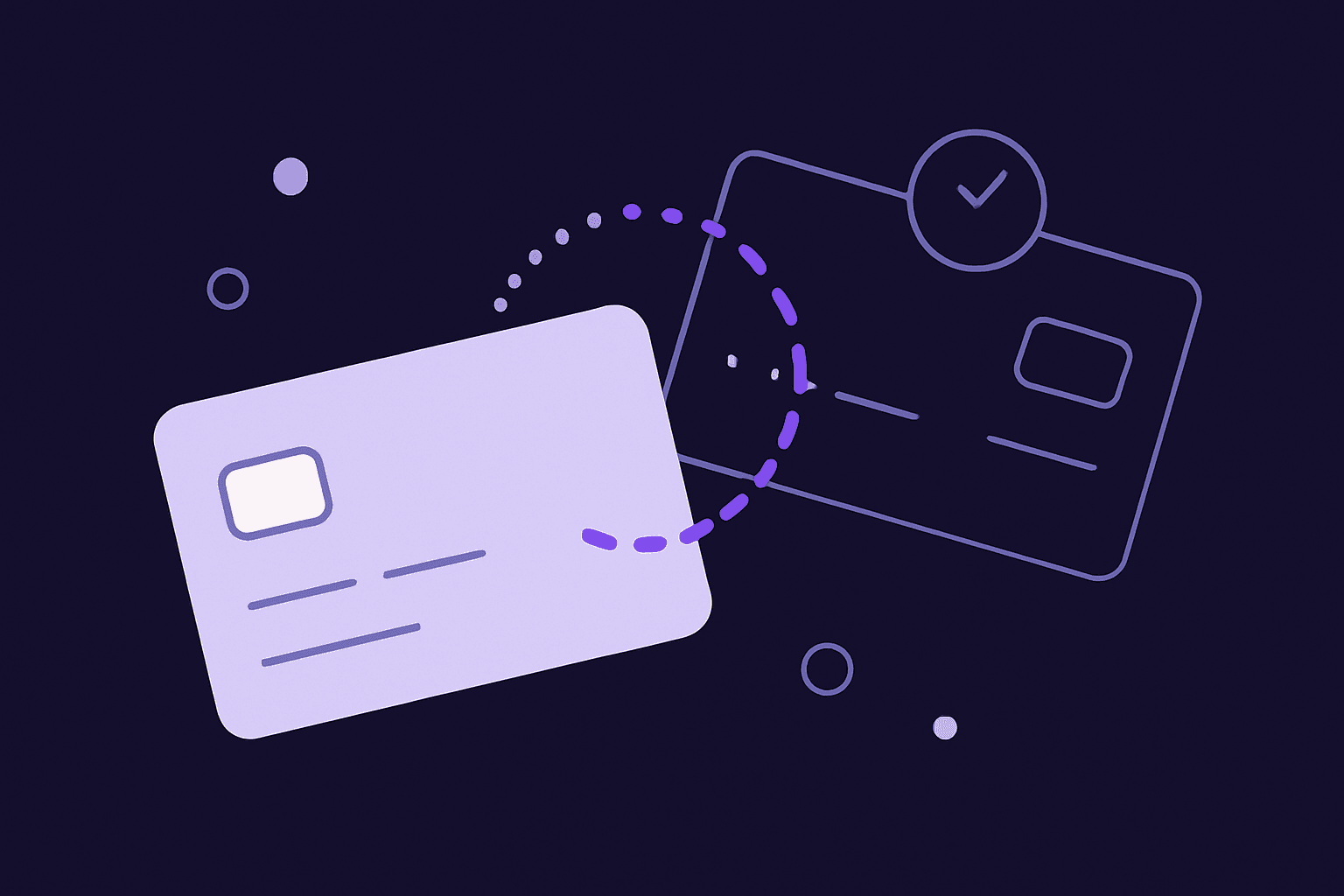 Two stylized credit cards with a flowing arrow representing a balance transfer
